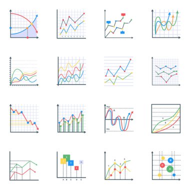 İş ve finans simgelerinin vektör illüstrasyonu