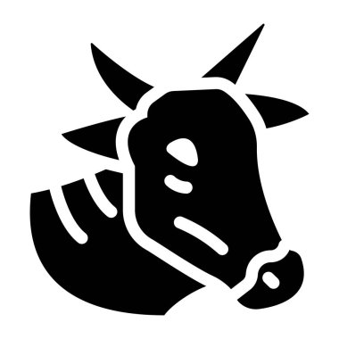 İnek kafası ikonu. Web için hayvan vektör simgelerinin özet çizimi