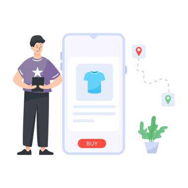 Akıllı telefon vektör illüstrasyonlu adam