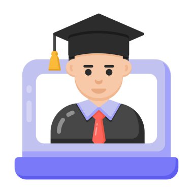 Mezuniyet şapkası vektör çizimi tasarımı olan öğrenci