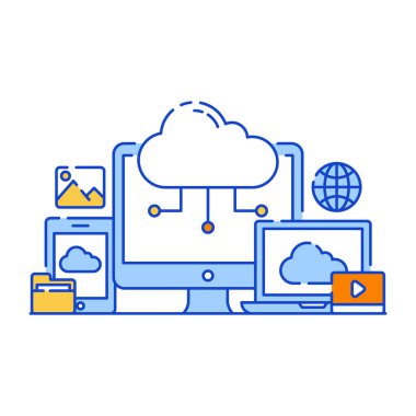 Bulut hesaplama teknolojisi vektör çizimi