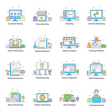 seo ve teknolojinin modern düz vektör çizimi
