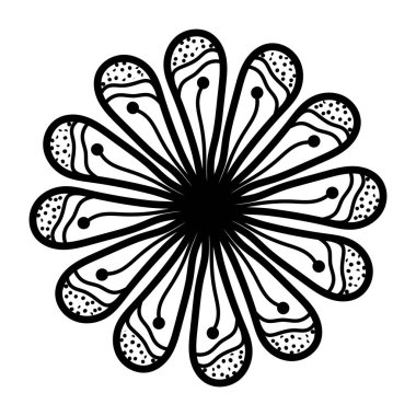 siyah ve beyaz soyut çiçek deseni, vektör illüstrasyonu