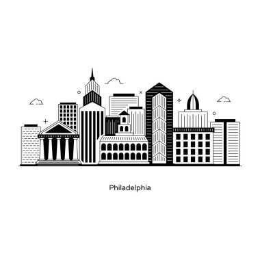 Modern mimari ve arka planın vektör çizimi