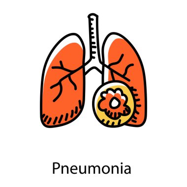 Akciğer vektör simgesi. Düz çizim. 10 saniye.