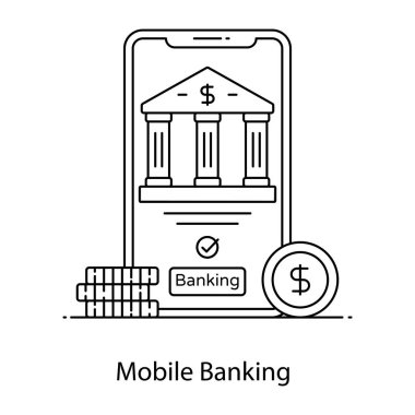 Banka binası simgesi, vektör illüstrasyonu