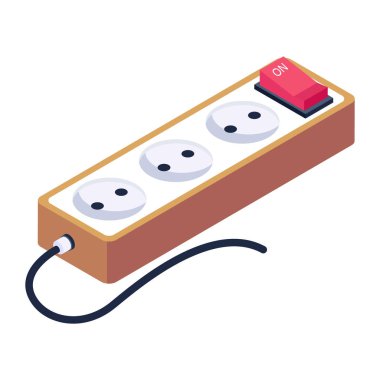 elektrik prizi simgesi. Beyaz arkaplanda izole edilmiş web tasarımı için izometrik elektrik çıkış vektör simgeleri