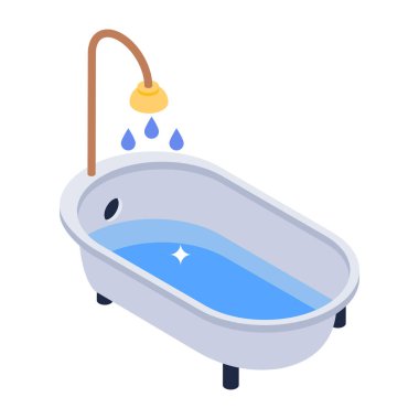 bathtub icon in cartoon style isolated on white background. cleaning symbol