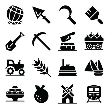 Bahçe ve bitki ikonunun vektör çizimi. Ağ için tarım ve tarım stoku sembolü koleksiyonu.