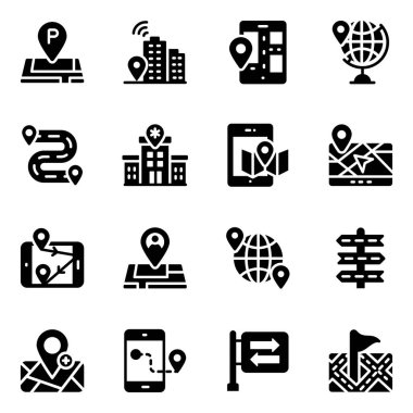 Beyaz arkaplanda modern düz vektör simgeleri kümesi 