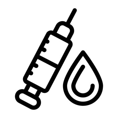 Beyaz arkaplanda izole edilmiş iğne ikonu vektörü, şeffaf şırınga işareti