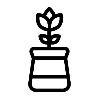 bitki saksısı simgesi, vektör illüstrasyonu