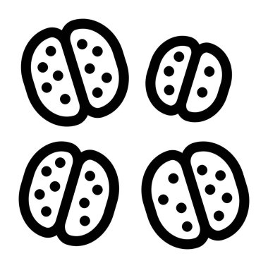 Gölgeli siyah beyaz simgeler dizisi