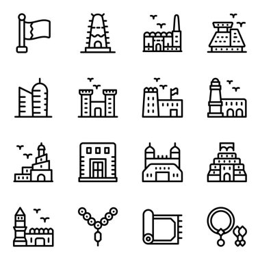 Beyaz arkaplanda modern düz vektör simgeleri kümesi 