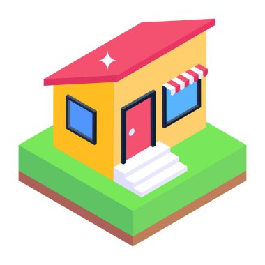 house isometric icon. flat illustration of cottage vector icons for web design