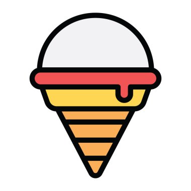 dondurma konisi simgesi, vektör illüstrasyonu