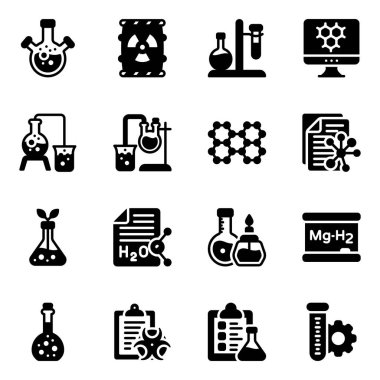 Bilim ve kimya vektörü simgeleri ayarlandı