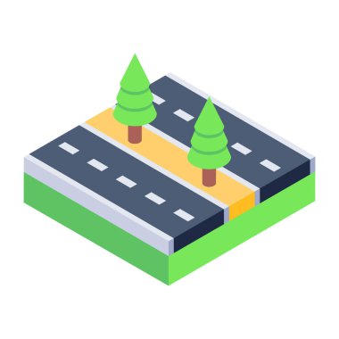 Ağaçları ve yeşil çatısı olan izometrik şehir binası. vektör illüstrasyonu