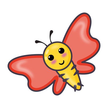 Kırmızı kanatlı sevimli kelebek.