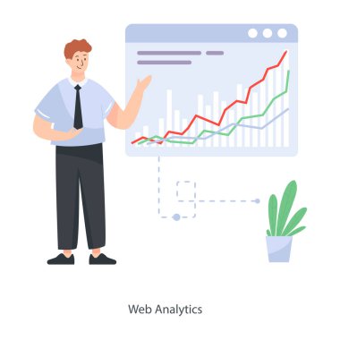 Grafik çizelgesi olan bir iş adamı. vektör illüstrasyonu