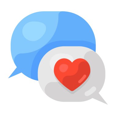 Konuşma baloncuklu kalp, vektör illüstrasyonu