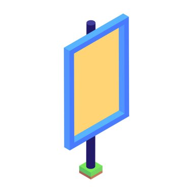 Arkaplanda izole edilmiş mavi ve beyaz pano işaretinin vektör çizimi