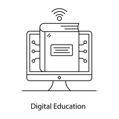 Bilgisayar monitörünün modern simgesinin vektör çizimi