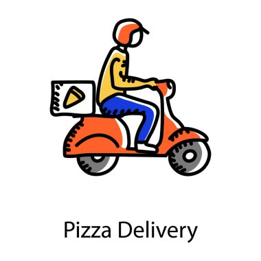 Scooter ikonu. El çizimi vektör illüstrasyonu.