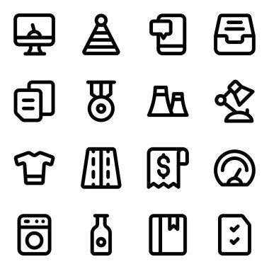 Beyaz arkaplandaki web dizini için basit simgeler kümesi