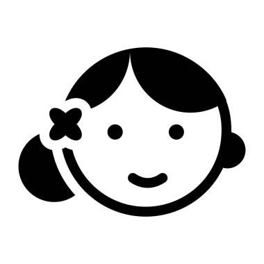 şirin küçük kız yüz ifadesi vektör çizim grafik tasarımı