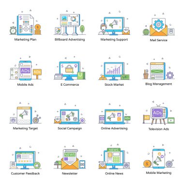 seo modern simgelerinin vektör illüstrasyonu