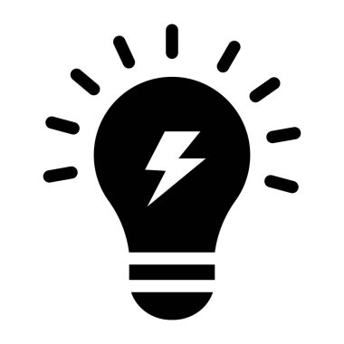 Ampul simgesi. Ampul vektör işaretinin düz çizimi