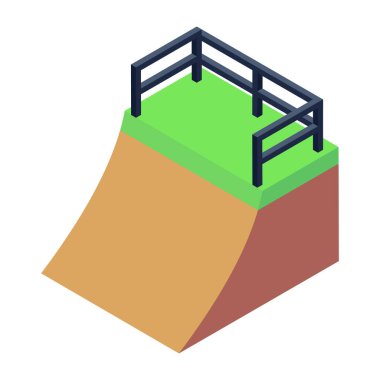 İzometrik oyun alanı ikonu. Beyaz arkaplanda izole edilmiş web tasarımı için vektör simgelerinin çizgi filmi