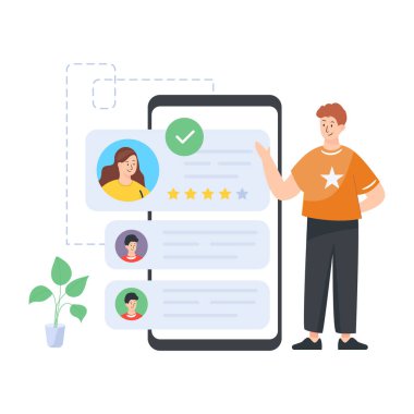 Akıllı telefonlu bir adamın vektör çizimi