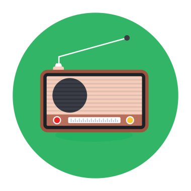 radyo ikonu. Web tasarımı için retro vektör simgelerinin düz çizimi