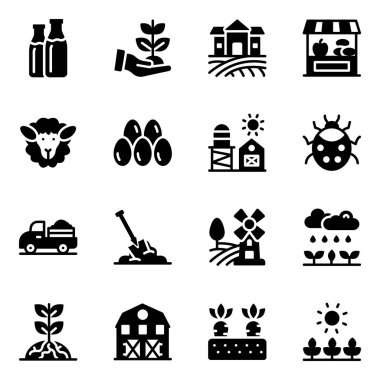 tarım ve tarım vektör simgeleri belirlendi
