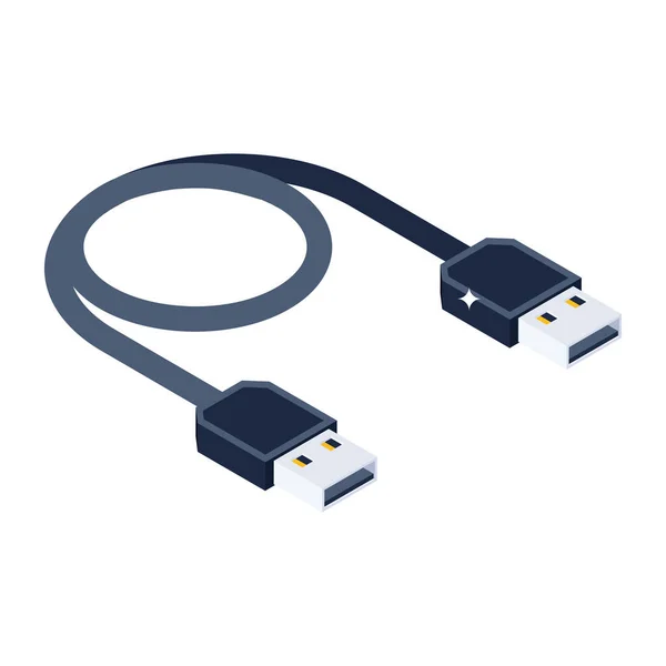 Cabo Usb Com Fundo Preto Branco — Vetor de Stock