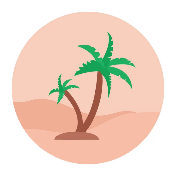 Icono Palmeras Ilustración Plana Del Logotipo Del Vector Playa Tropical — Vector de stock
