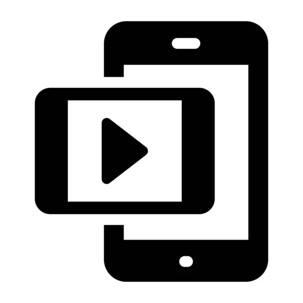 Smartfon Ikoną Odtwarzacza Wideo Prosta Ilustracja Multimedialnych Ikon Wektorowych Smartfonów — Wektor stockowy