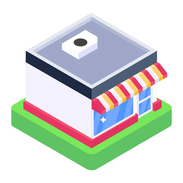 Isometric Shop Building Simple Illustration — Stock Vector