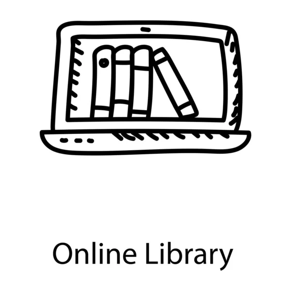 Illustrazione Vettoriale Dell Icona Della Biblioteca Online — Vettoriale Stock