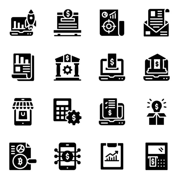 Finance Banking Line Icons Set — Stock Vector