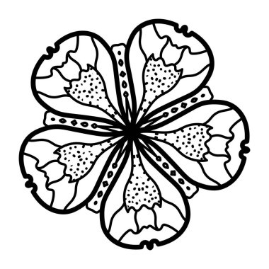 bir çiçeğin siyah ve beyaz vektör çizimi