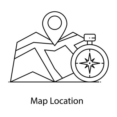 Navigasyon pusula simgesi. Web için dağ vektör simgelerinin özet çizimi