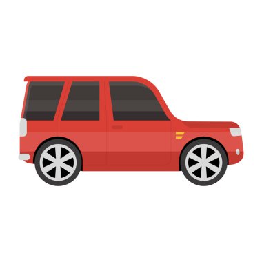 Araç ikonu. Web tasarımı için kırmızı kamyon vektör simgelerinin düz çizimi