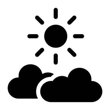 Beyaz arkaplan vektörü illüstrasyonunda izole edilmiş düz stil güneş simgesi