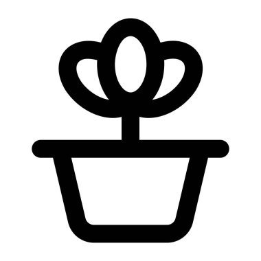 çiçek saksısı simgesi, vektör illüstrasyonu