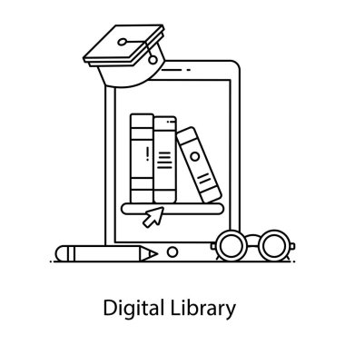 Simge tasarımı ile çevrimiçi eğitim kavramı, vektör illüstrasyonu 10 eps grafik.
