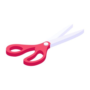 Makas simgesi. Beyaz arkaplan üzerindeki renkli vektör simgelerinin düz çizimi