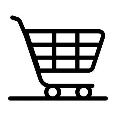 Alışveriş arabası ikonu. Web tasarımı için sepet vektör sembolünün düz çizimi